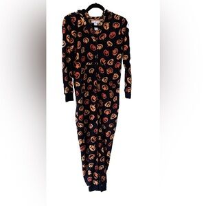 Women’s Halloween Pillow Talk Adult one piece pumpkin costume pajamas Sz S